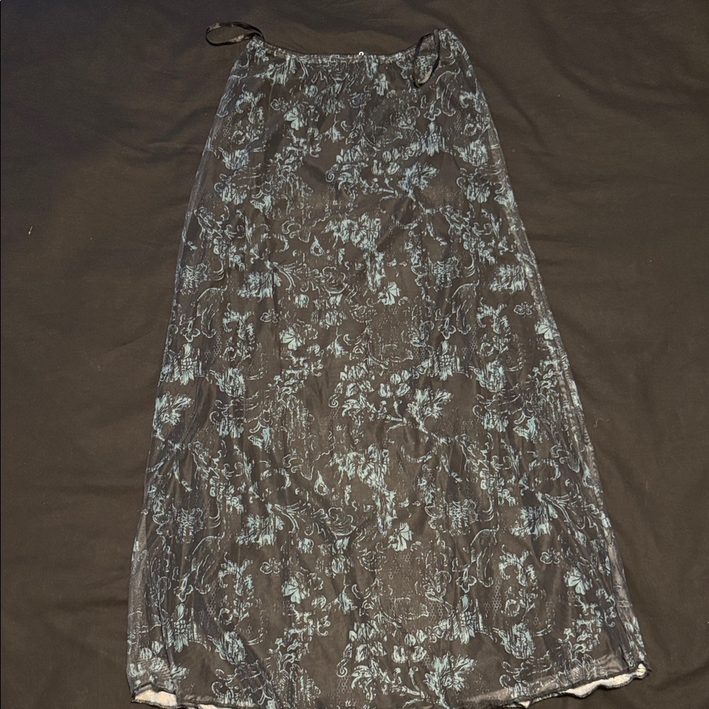 Motel Rocks Black and Blue Floral Maxi Skirt